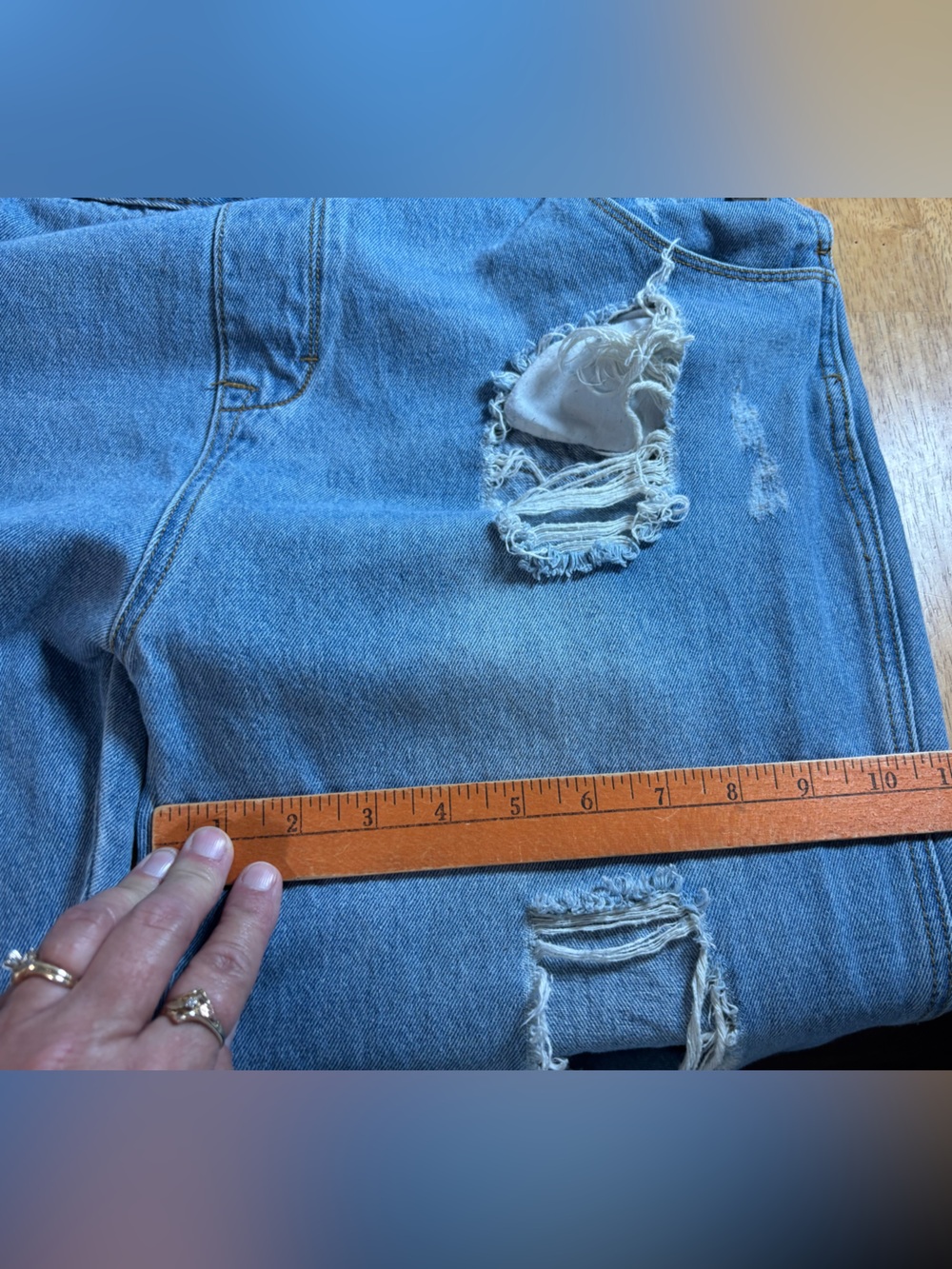 Mod Ref Blue Denim Distressed Overalls Bibs - Picture 13 of 15